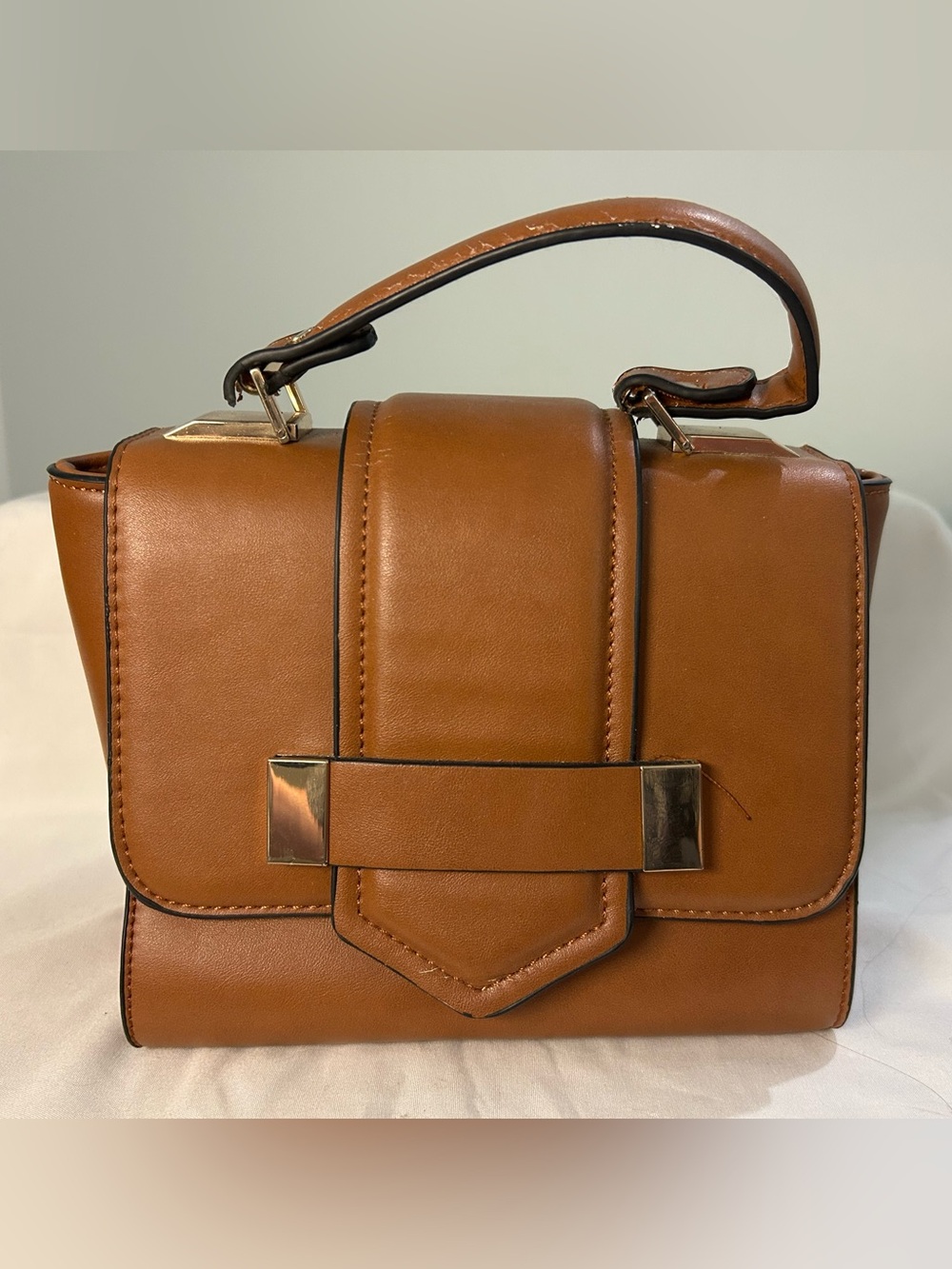 Urban Expressions Cognac Brown Structured Crossbody Bag